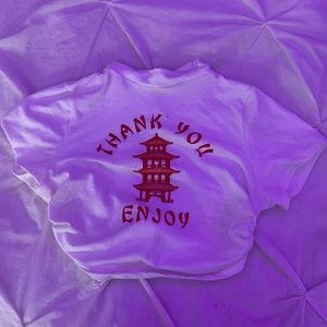 “thank you, enjoy” backless crop top 💮